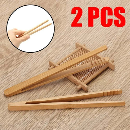 2 Pieces Natural Bamboo Toast Tongs, toast tongs, bamboo tongs,10.2 Inches Long Tongs with Anti-slip Design,for Toaster,Fruits, Bread & Pickles, Kitchen Utensil, Salad, Pasta, Grilling, BBQ