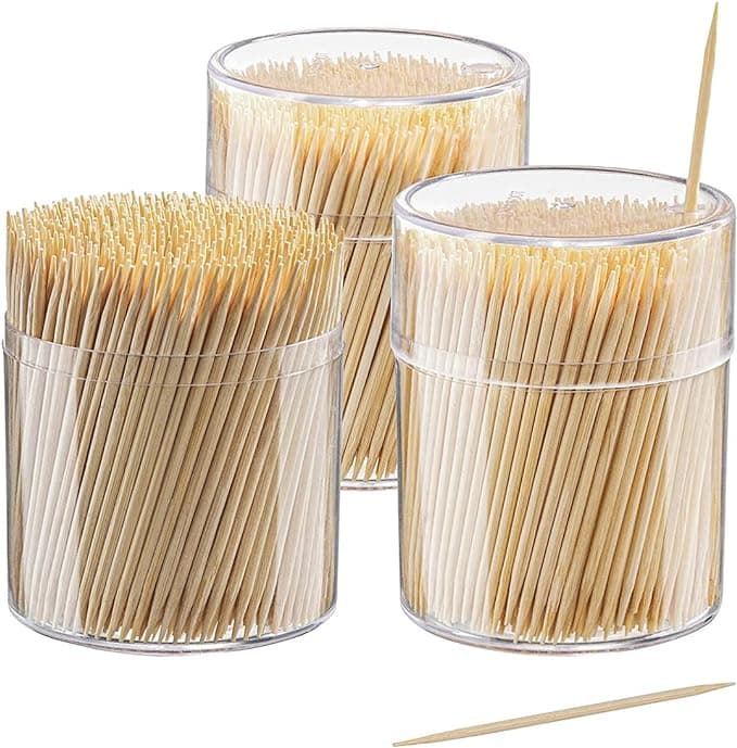 [500 Count]Bamboo Wooden Toothpicks Wood Round Double -Point Tooth Picks