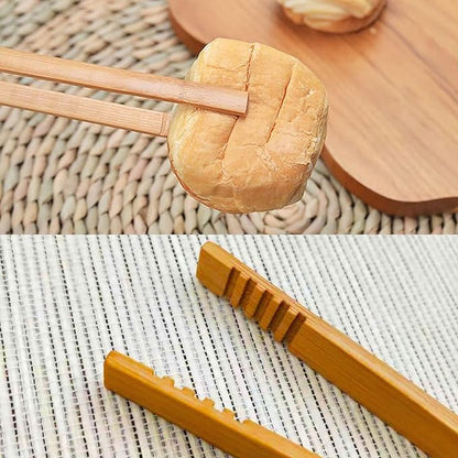 2 Pieces Natural Bamboo Toast Tongs, toast tongs, bamboo tongs,10.2 Inches Long Tongs with Anti-slip Design,for Toaster,Fruits, Bread & Pickles, Kitchen Utensil, Salad, Pasta, Grilling, BBQ