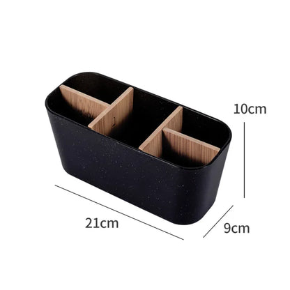 Toothbrush Holders for Bathrooms, Bamboo Divider Toothbrush and Toothpaste Holder, Kids Electric Toothbrush Organizer for Bathroom Countertop,Black Tooth Brush Holder